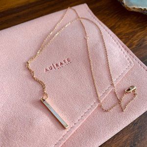 Aurate 14K Rose Gold Short Bar Drop Necklace
